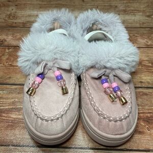 Steve Madden Jhugz Faux Fur Trim Slip-On Slippers Girl's Size 13 Pink Blush
